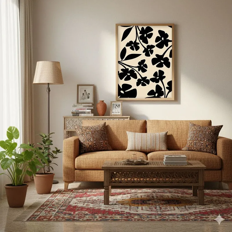 Noir Garden Canvas Wall Painting With Brown Frame media 4