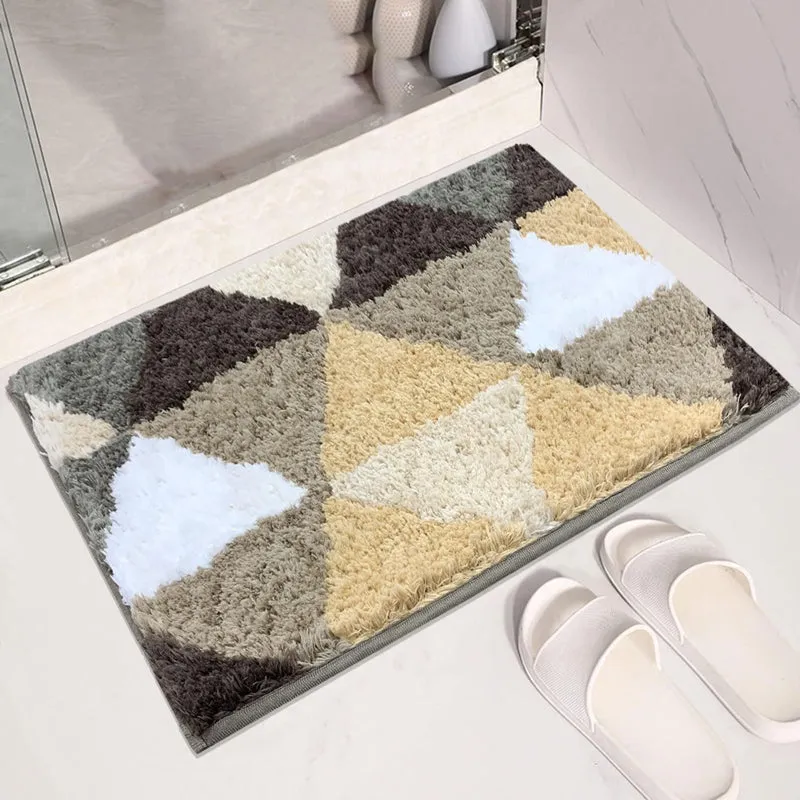 Soft Traingles Microfiber Bath Mat - Gold media 4