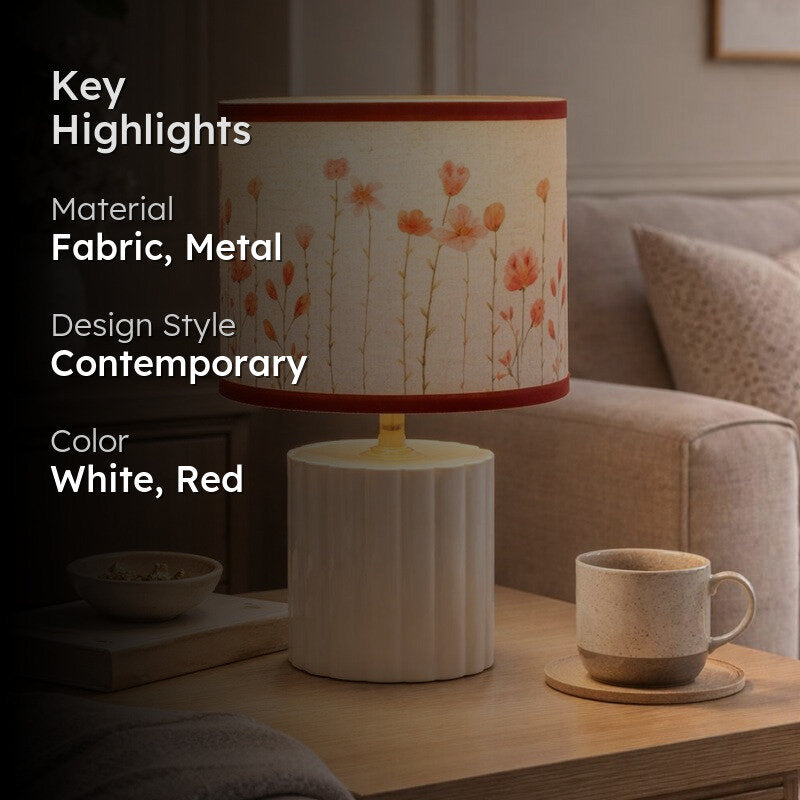 Arden Accent Cotton Table Lamp - Red media 2