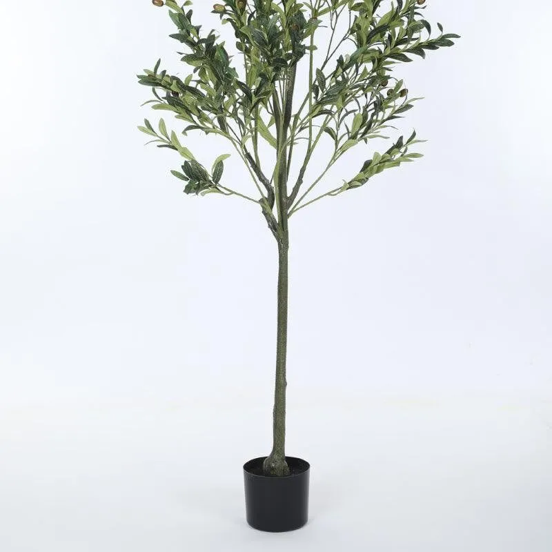 Faux Olive Tree Plant With Black Plastic Pot - 4.92 ft media 5