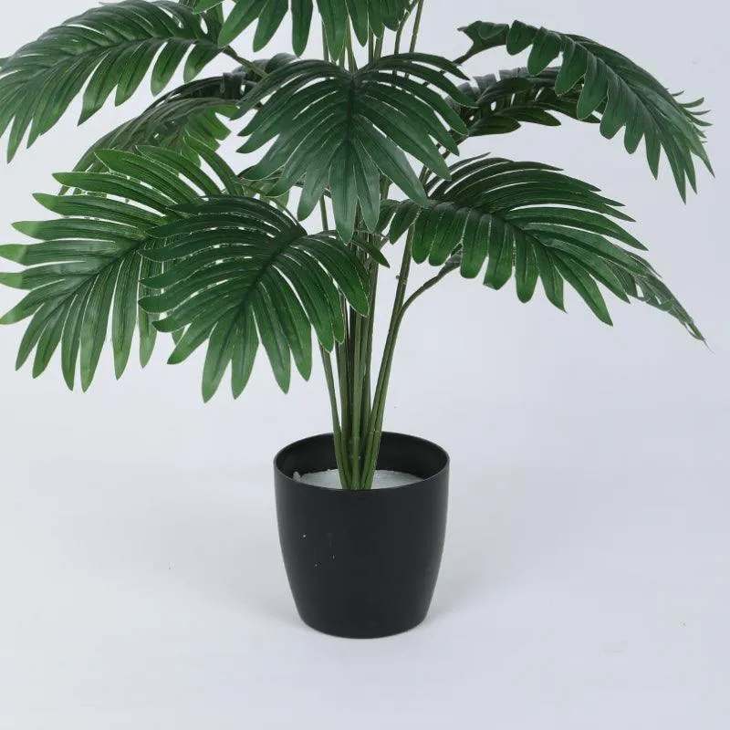 Faux Green Areca Artificial Palm Plant With Black Plastic Pot - 2.79 ft media 6