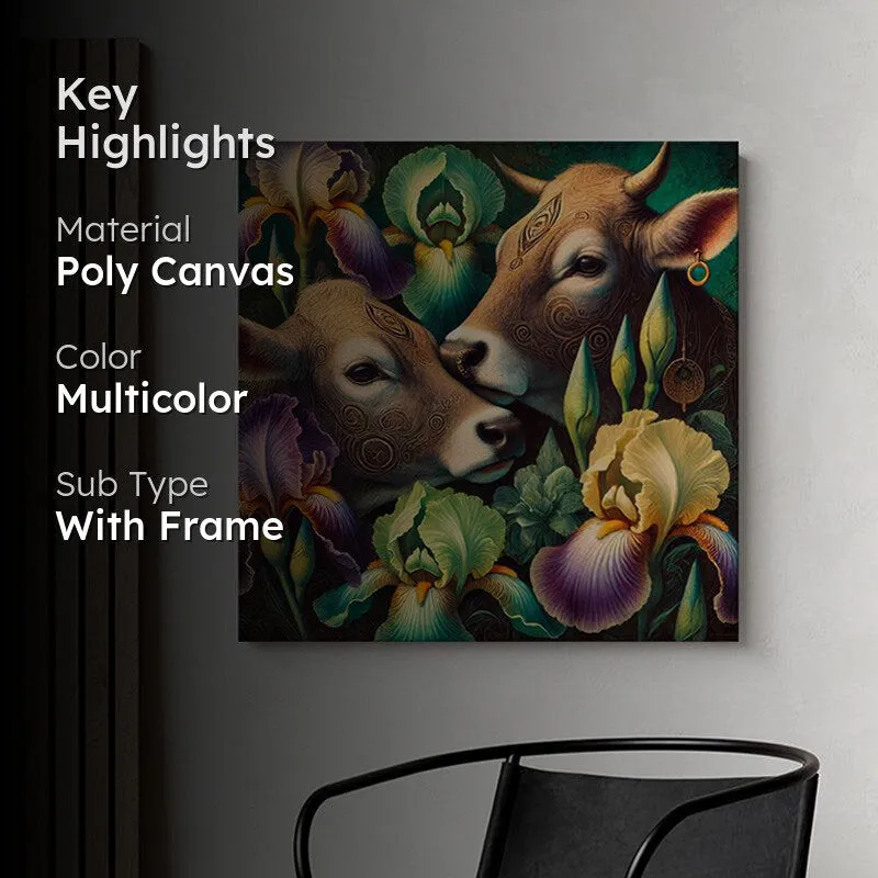 Cows And Blooms Wall Painting media 2
