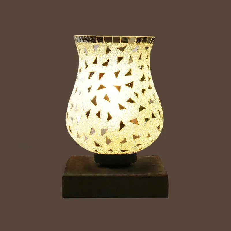 Lumora Mosaic Glass Table Lamp With Wooden Base - Multicolor media 7