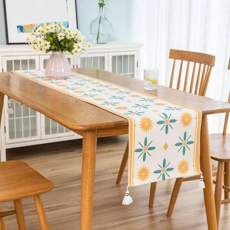 Clearra Tasseled Cotton Table Runner media 3