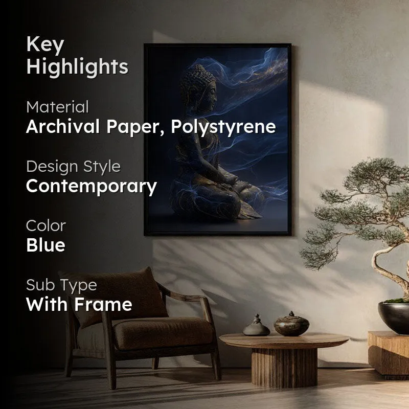 Luminous Buddha Archival Paper Wall Painting With Black Frame media 2