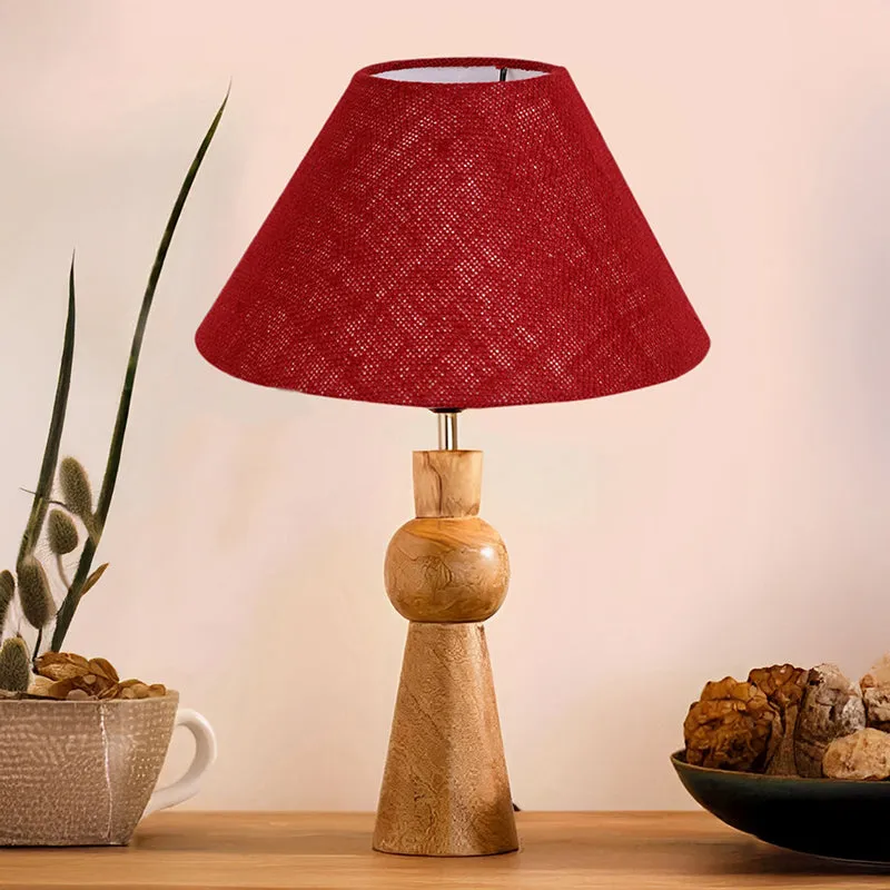 Angler Neo Jute Wooden Table Lamp - Maroon,Brown media 2