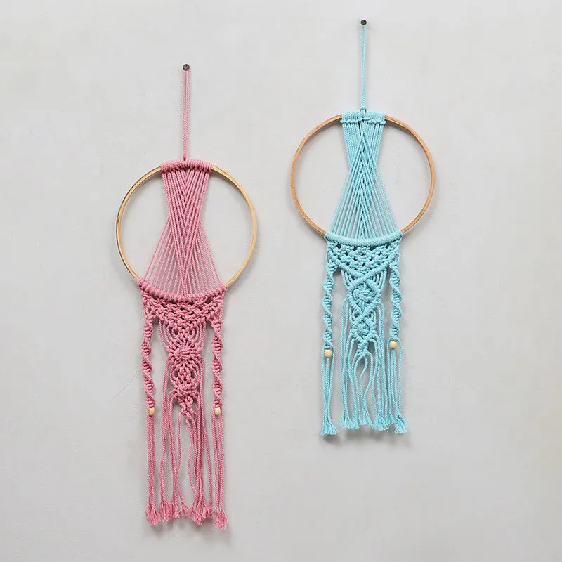 Knottic Macrame Fabric Wall Accent (Pink & Blue) - Set Of Two media 3