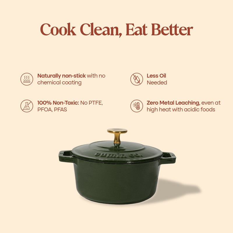 Cumin Co Enamel Cast Iron Cooking Pot (1200 mL) - Green media 6