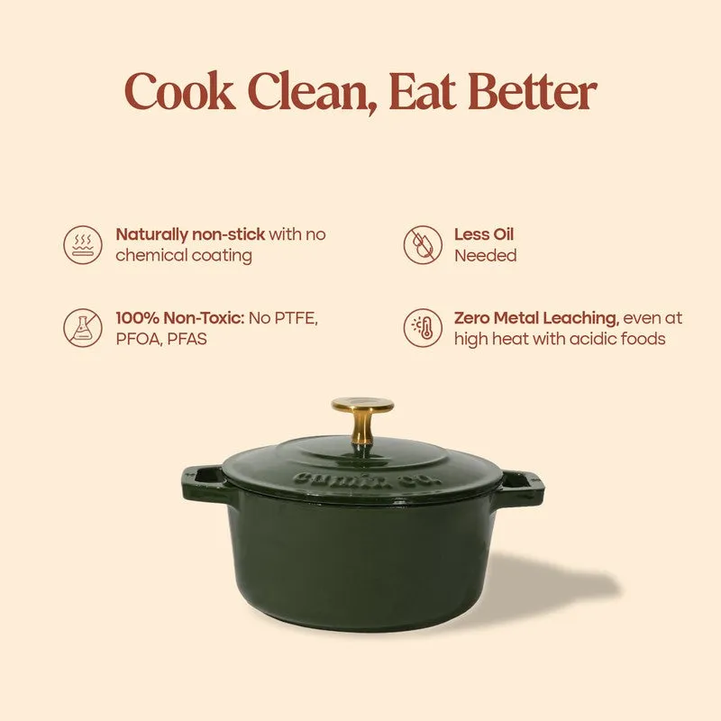 Cumin Co Enamel Cast Iron Cooking Pot (1200 mL) - Green media 6