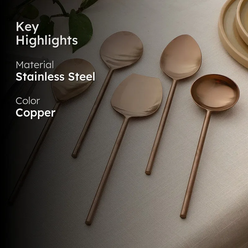 Zarif Stainless Steel Serving Spoon - Set Of Five media 2