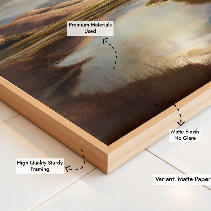 Valley of Calm Archival Paper Wall Painting With Brown Frame media 6