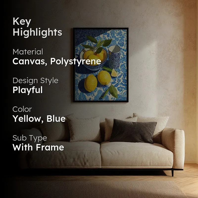 Zestara Lemon Canvas Wall Painting With Black Frame media 2