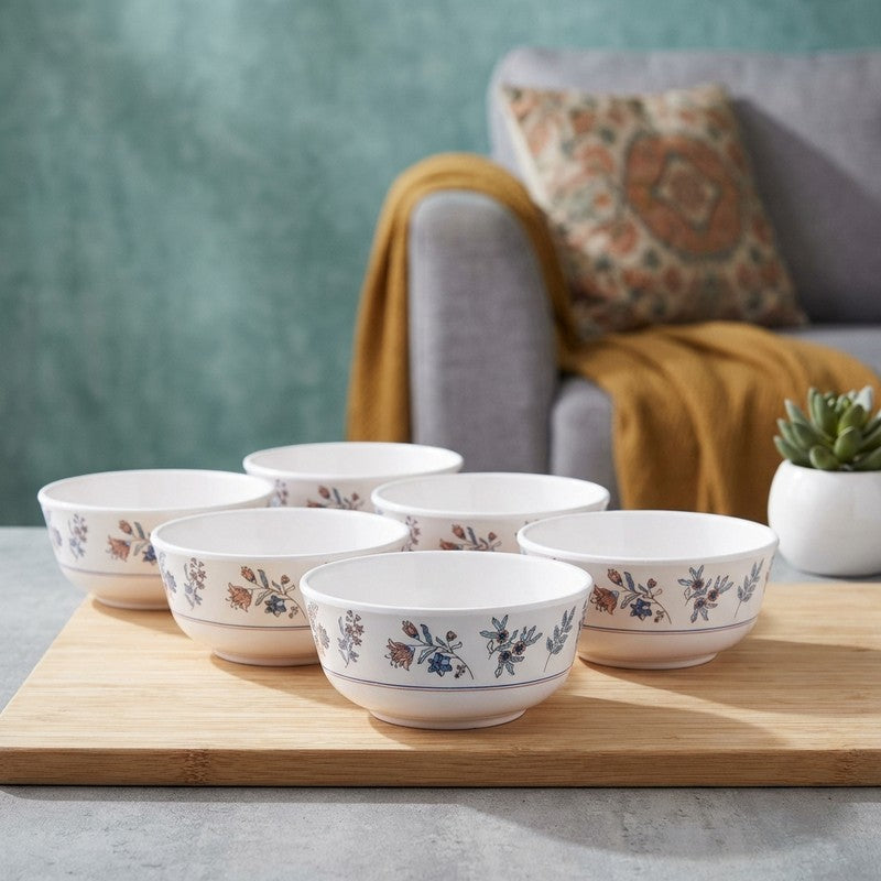 Melamine Floral Snack Bowls (160 Ml Each) - Set Of Six - 160 ML