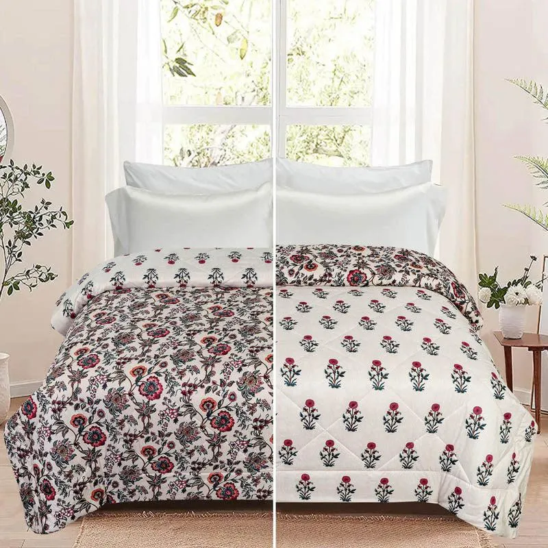 Love Floral Cotton Reversible Comforter - 220 GSM media 4