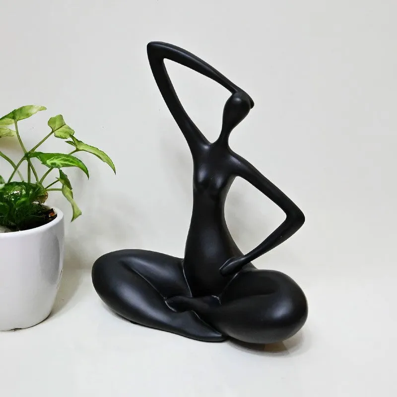 Meditative Pose Decorative Sculpture - Black media 4