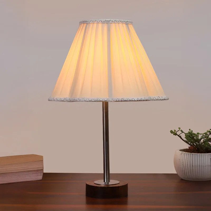 Pleatra Rodin Wooden Table Lamp - White,Silver,Brown media 2
