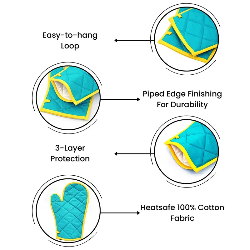 Swayam Teplo Kitchen Gloves (Aqua Blue & Yellow) - Set Of Two media 8