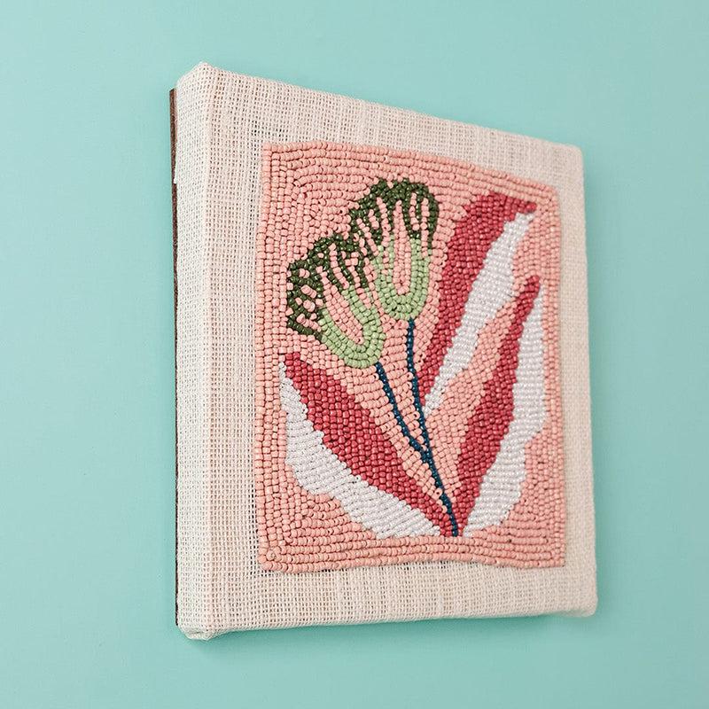 Beaded Fiori Hand Embroidered Wooden Wall Accent - Set Of Two media 3