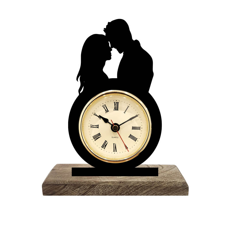 Amour Hour Iron & Mango Wood Table Clock media 3