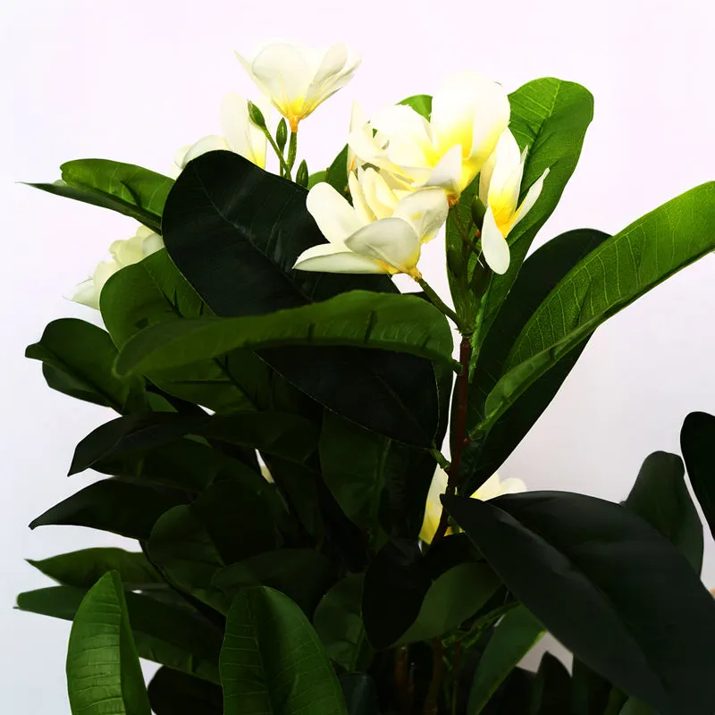 Verdiq Artificial Frangipani With Black Plastic Pot - 4.5 Feet media 4