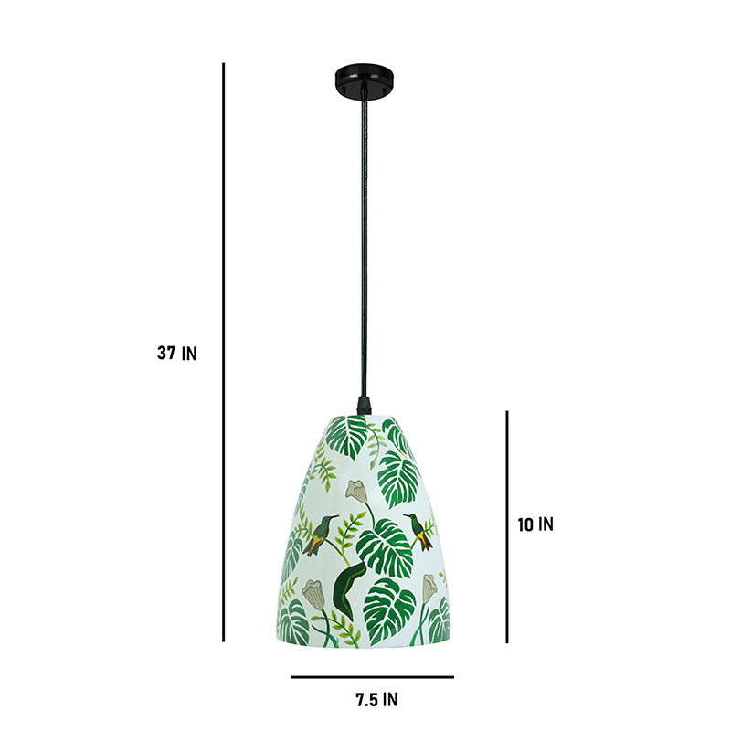 Wings & Leaves Hand Painted Glass Hanging Lamp media 6