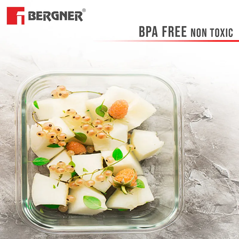 Bergner Glass Vault Airtight Glass Tiffin Box (Peach) - 520 mL media 3