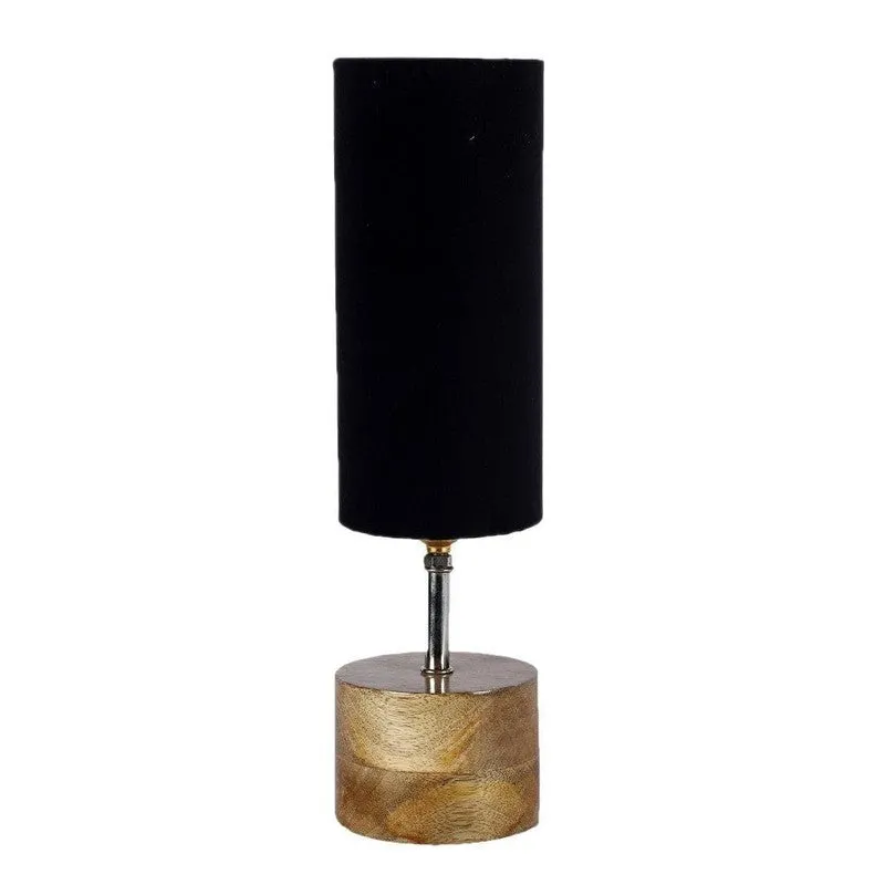 Rustic Wood & Fabric Table Lamp - Black,Brown media 4