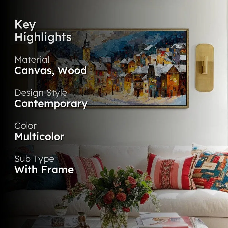 Amber Dusk Canvas Wall Painting With Frame media 2
