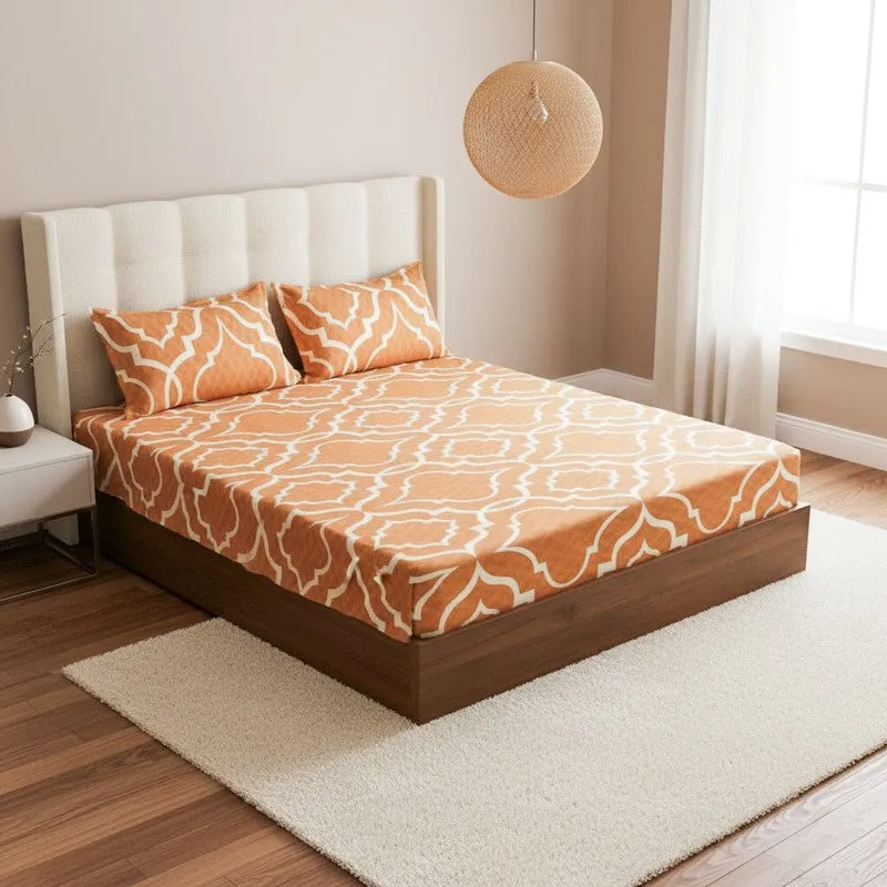 Medina Maze Ethnic Cotton Bedsheet (Warm Brown) - 200 TC media 1