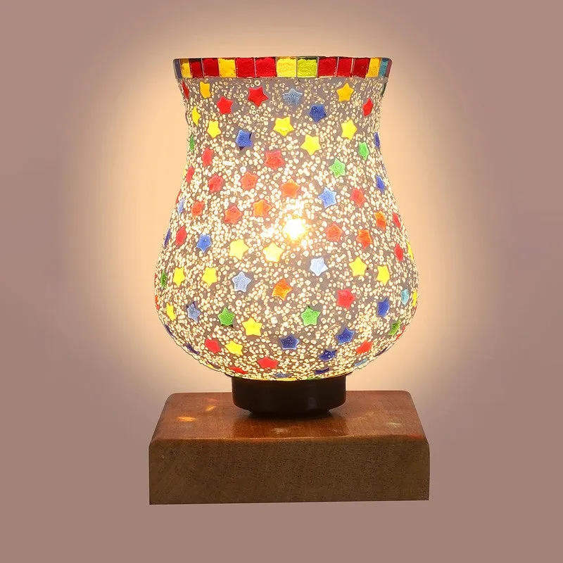Tinker Mosaic Glass Table Lamp With Wooden Base - Multicolor media 8