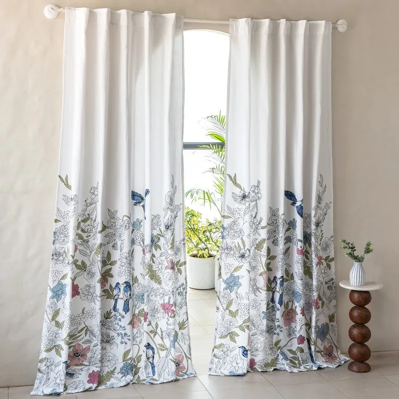 Tranquebar Home Forest Canopy Cotton Curtains(Blue) - Set Of Two media 3