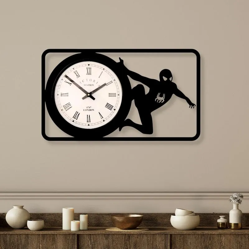 Spiderman2 Steel Analog Wall Clock - Black media 1
