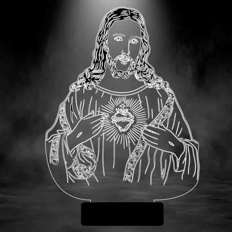 Almighty Jesus Acrylic Table Lamp - Transparent media 1