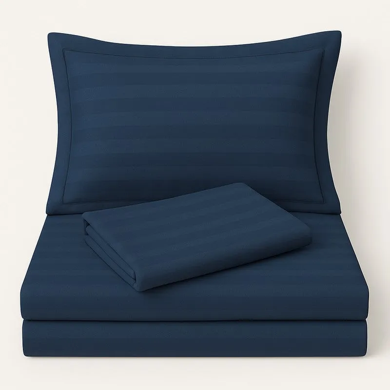 PureLine Cotton Bedsheet (Navy Blue) - 600 TC media 6