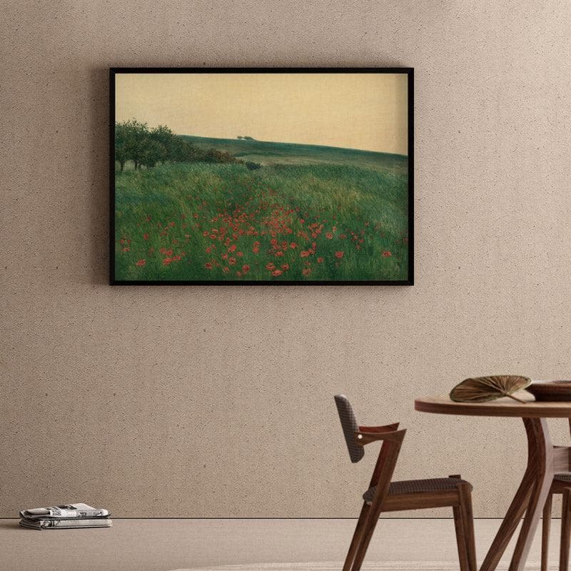 Red Poppies Canvas Wall Painting - Black Frame
