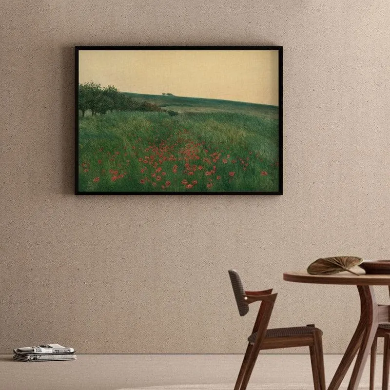 Red Poppies Canvas Wall Painting - Black Frame media 1