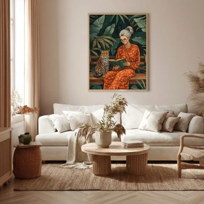 Story In Savanna Canvas Wall Painting - Brown Frame media 5