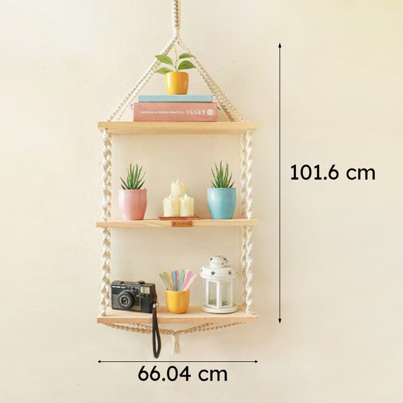 Wimara Boho Cotton Macrame Hanging Shelf media 6