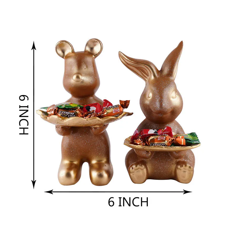 Hop & Squeak Painted Poly Resin Show Piece (Brown) - Set Of Two media 6