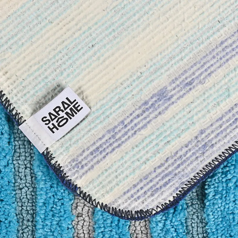 StripeScape Microfiber Bath Mats (Blue) - Set of Two media 6