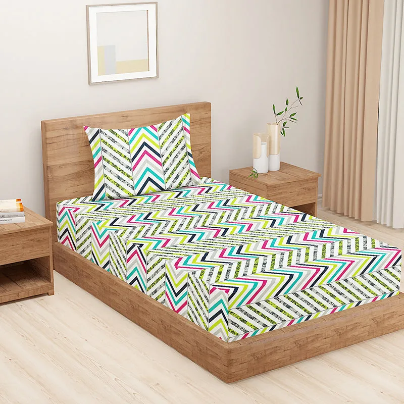 Swayam Arsh Sparkle Cotton Bedsheet (Green) - 144 TC media 4