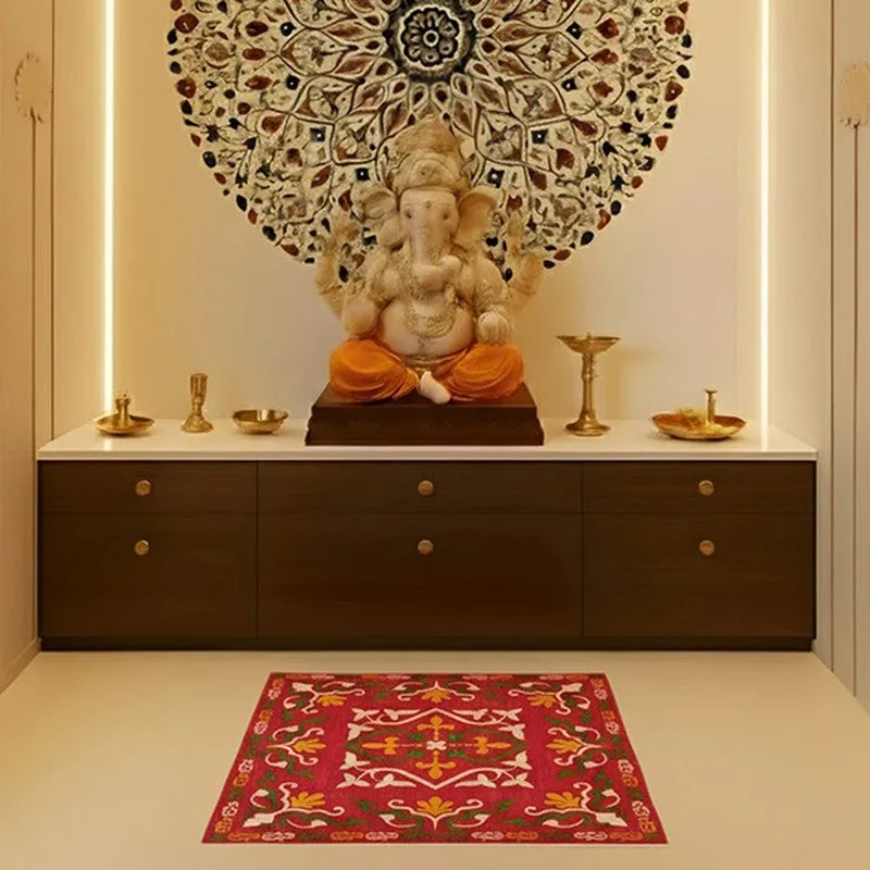 Divine Aangan Prayer Mat (Red) - 550 GSM media 5