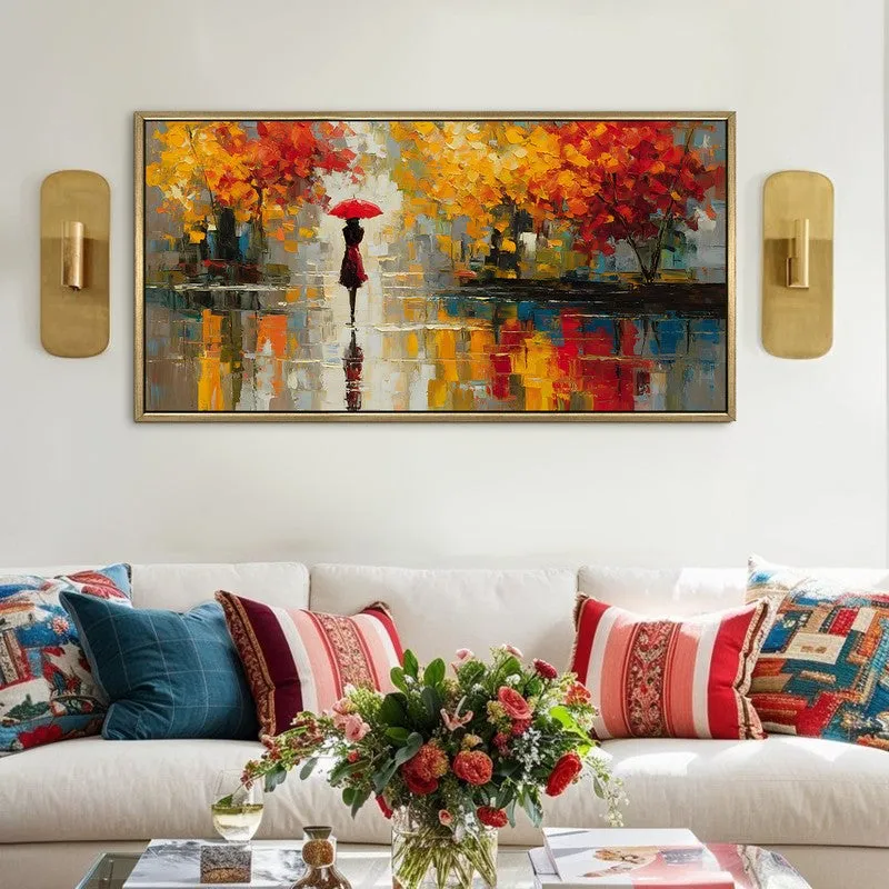 Amber Rain Canvas Wall Painting With Frame media 1