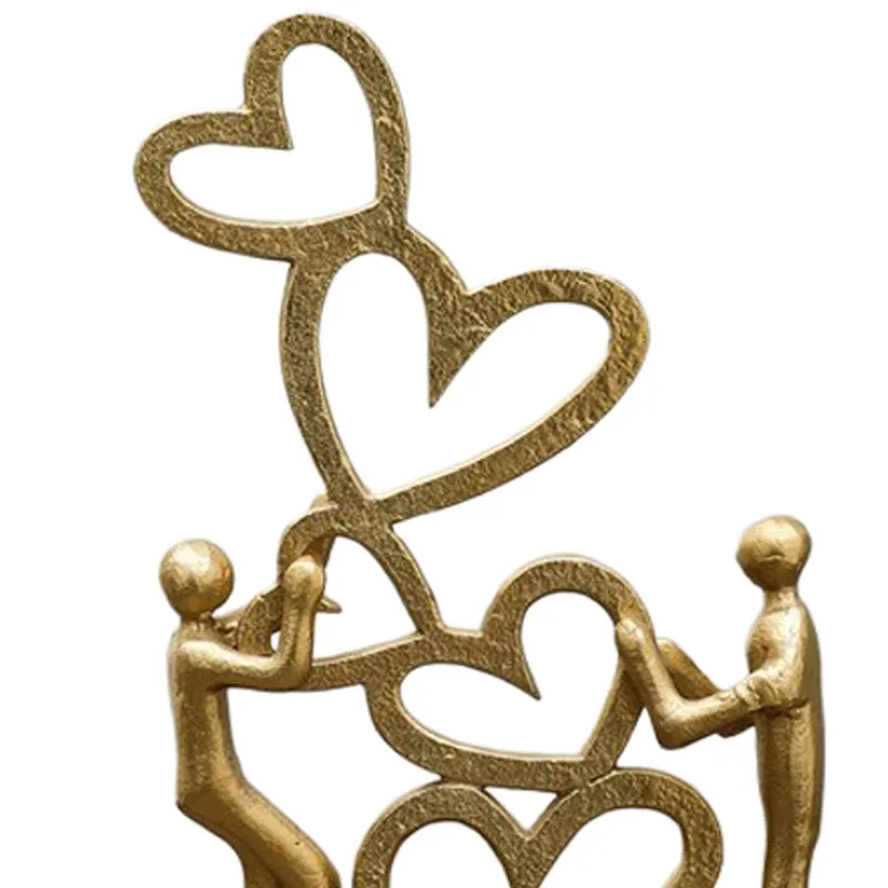 Heart Bloom Couple Aluminium Showpiece - Gold - 5