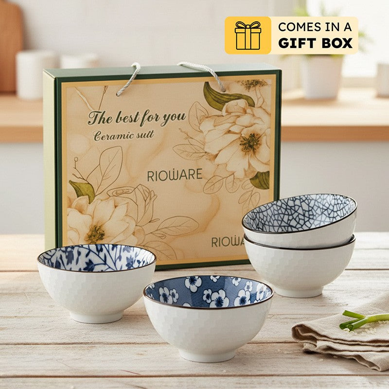 Rioware PetalPop Ceramic Snack Bowls (250 mL Each) - Set Of Four