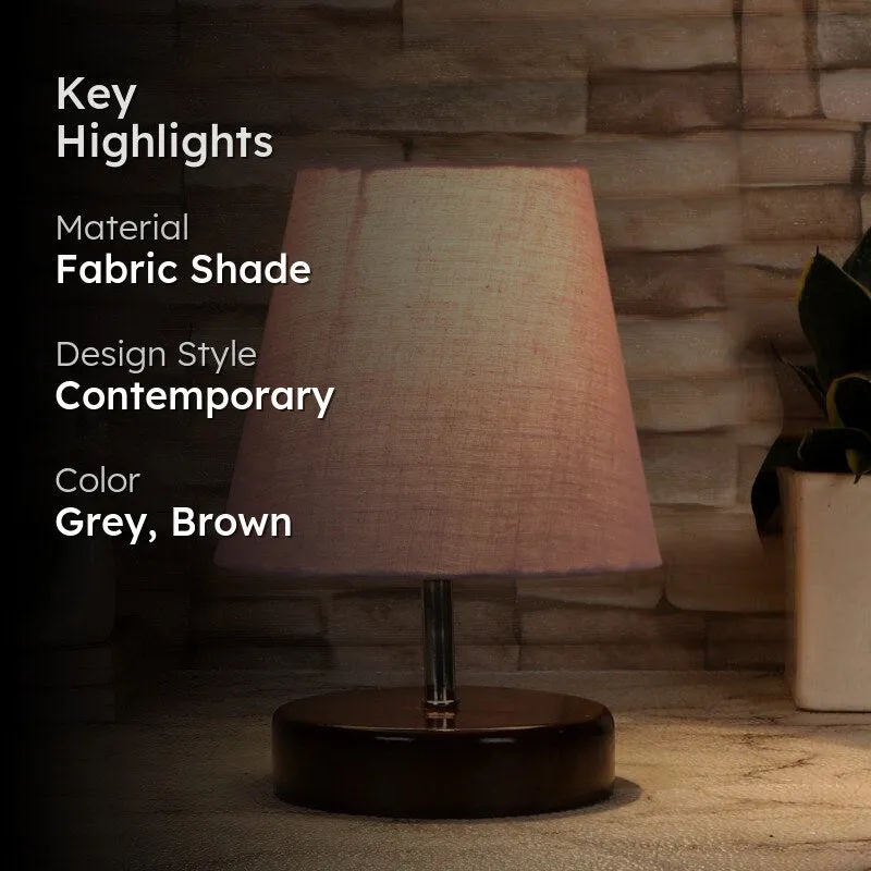Mita Fabric Table Lamp - Grey,Brown media 2