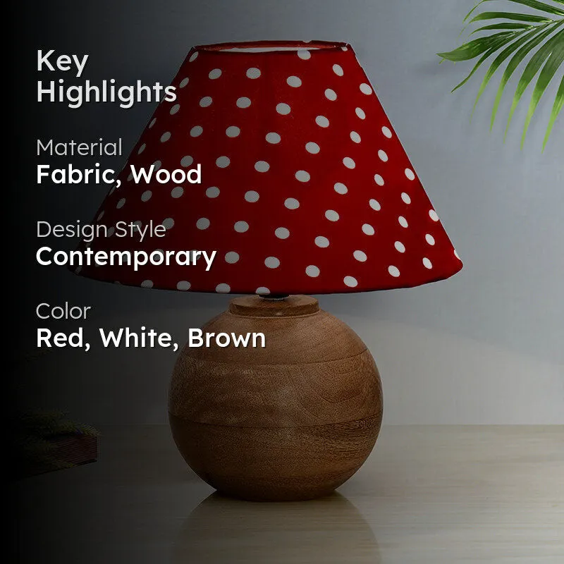 Polka Orb Fabric Table Lamp - Red,White,Brown media 2