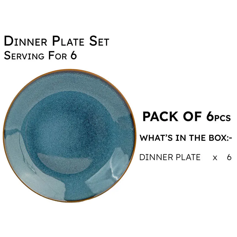 Tarangini Handmade Dinner Plate (Blue) - Set of Six media 3