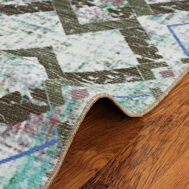 Thrain Geometric Polyester Anti-Skid Carpet - Green media 6