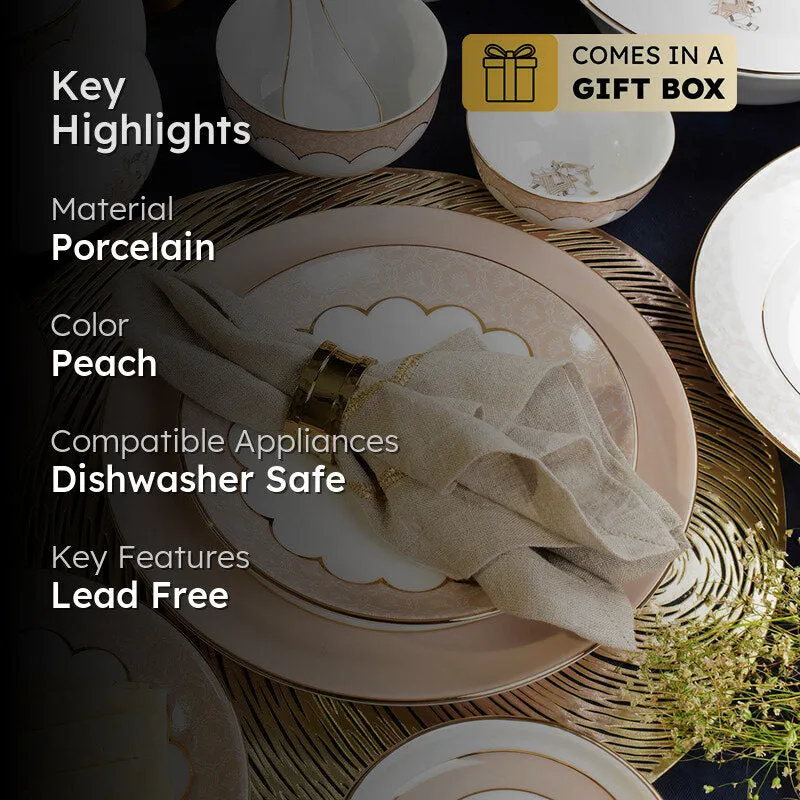Gilded Legacy 24k Gold Brushed Porcelain Dinner Set (Peach) - 21 Piece Set - 2